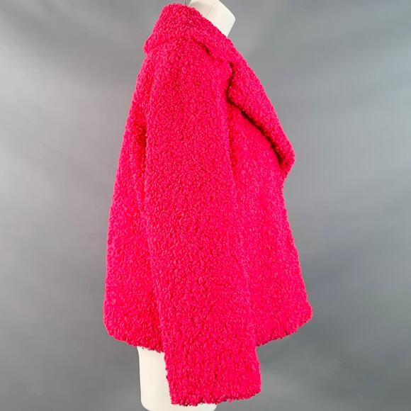 ALICE + OLIVIA M Fuchsia Pink Polyester Faux Fur Hook Eye Notch Lapel Jacket - Picture 3 of 7